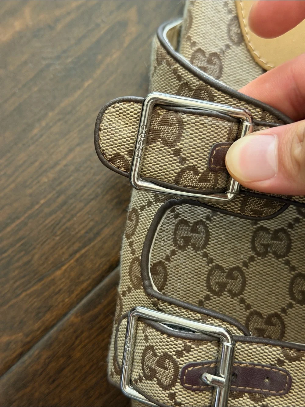 Gucci GG Logo Double-Buckle Sandals